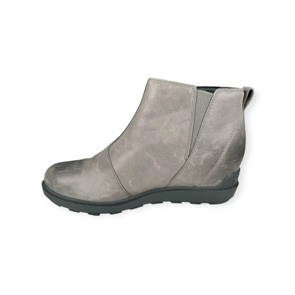 Sorel Evie II Zip Leather Booties Quarry Gray Women's Size 8.5 Hidden Wedge - Picture 8 of 13